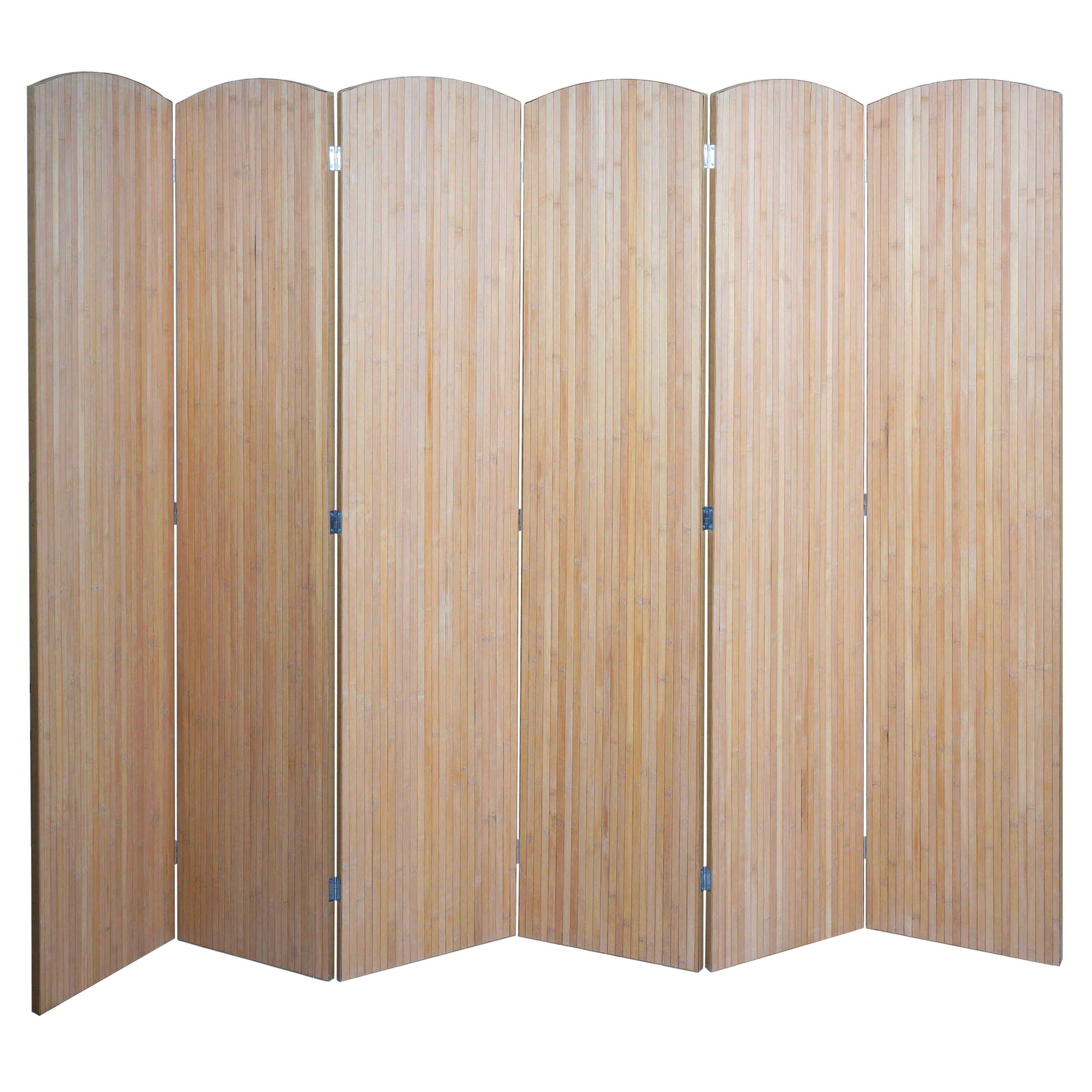 Bambusový paraván HWC-O30, deliaca stena, 6 panelov, 170 × 245 cm - hnedý