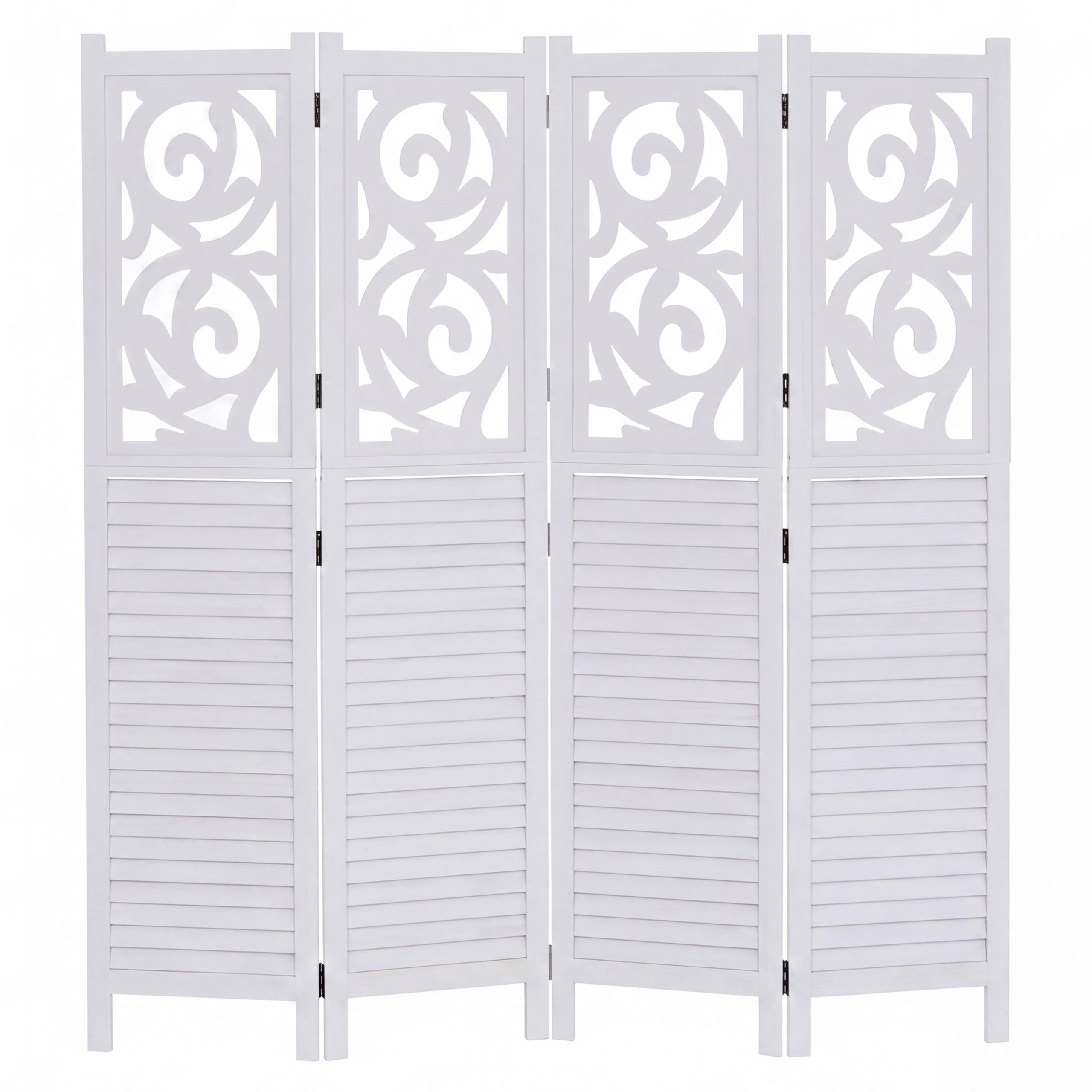Paraván T568, deliaca stena, 4 panely - 170 × 160 cm - biela