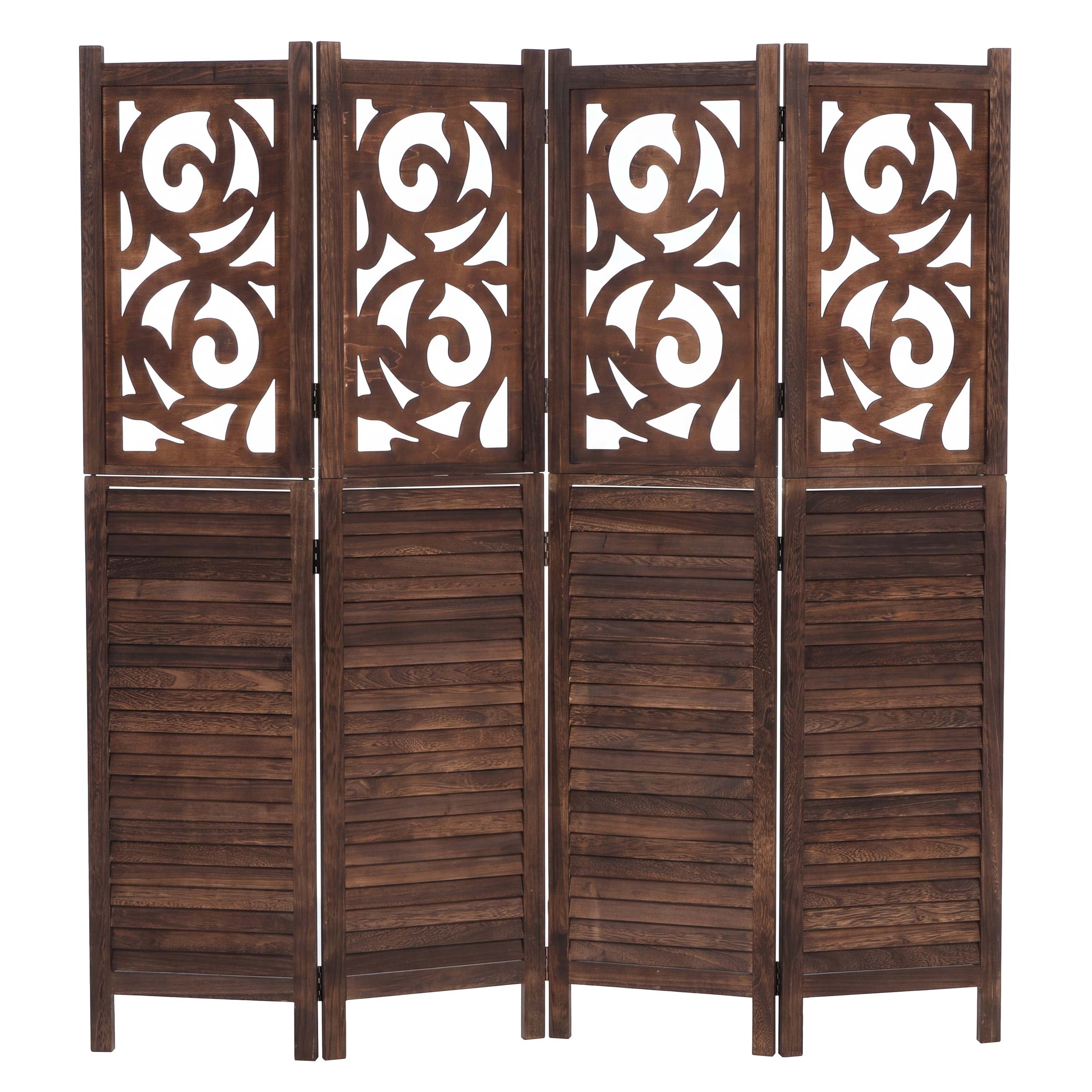 Paraván T568, deliaca stena, 4 panely - 170 × 160 cm - hnedá