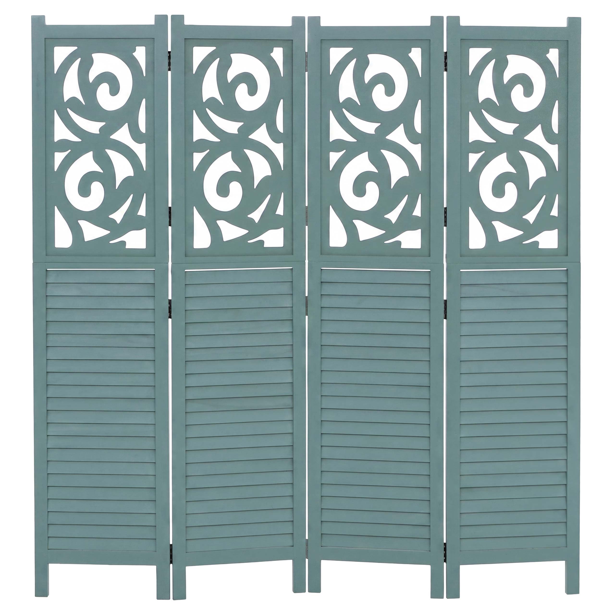 Paraván T568, deliaca stena, 4 panely - 170 × 160 cm - zelená