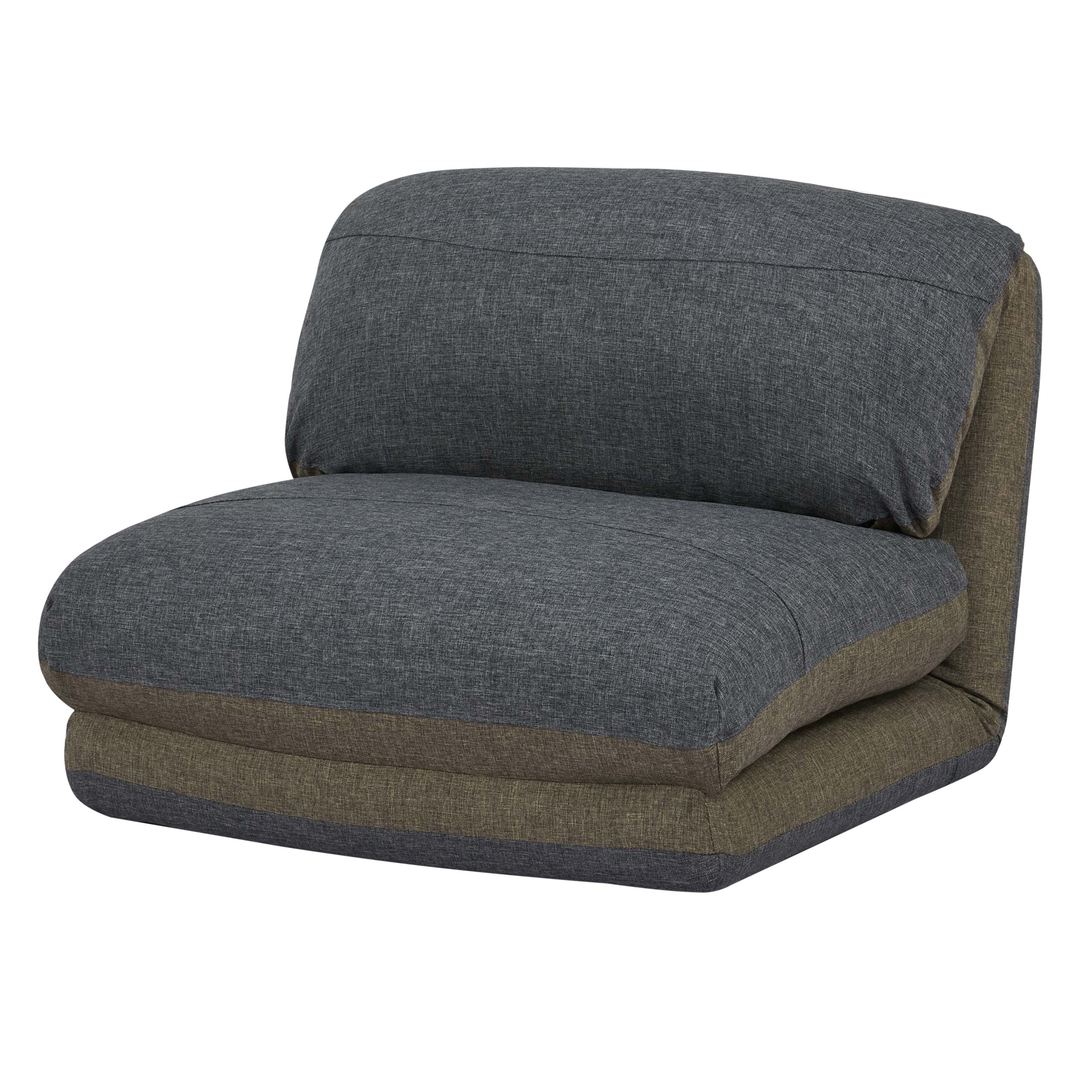 Rozkladacie polohovateľné kreslo na spanie HWC-E68, látka/textil - khaki/tmavosivá