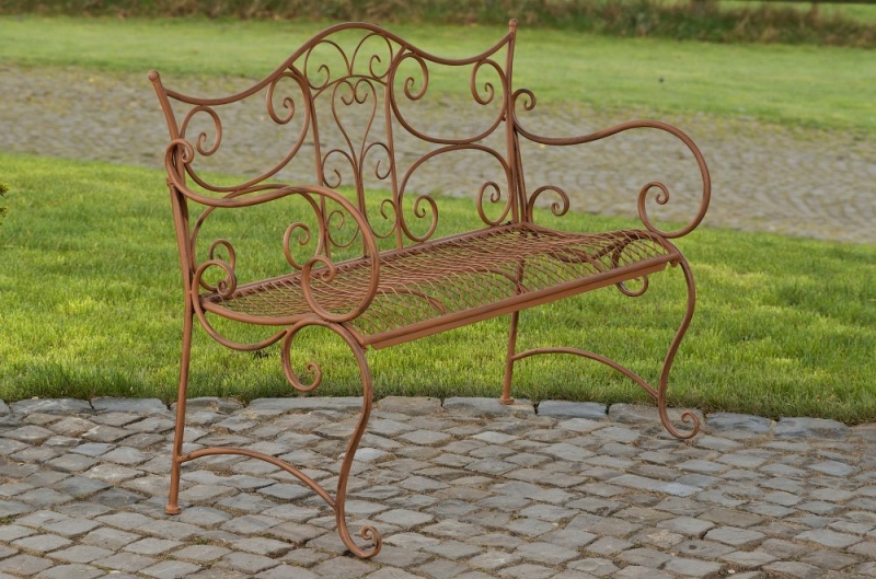 Rustikálna kovová lavička Tar - Hnedá antik