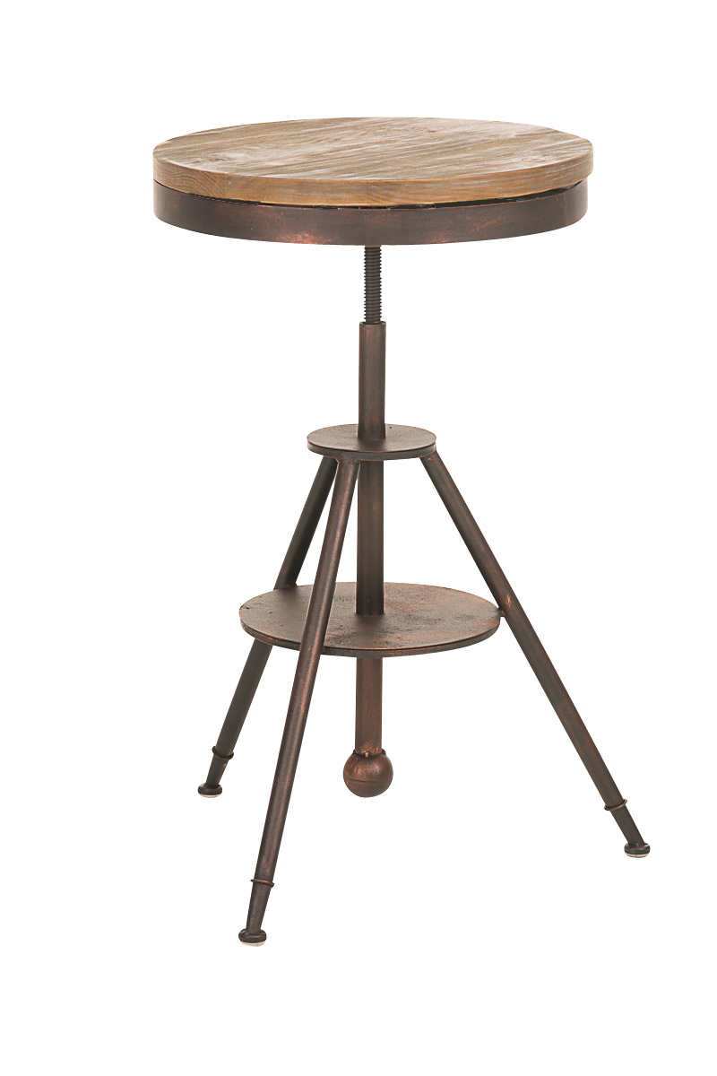 Kovový barový stôl Mok industriálny štýl ~ v70-92 x Ø50 cm - Bronzová
