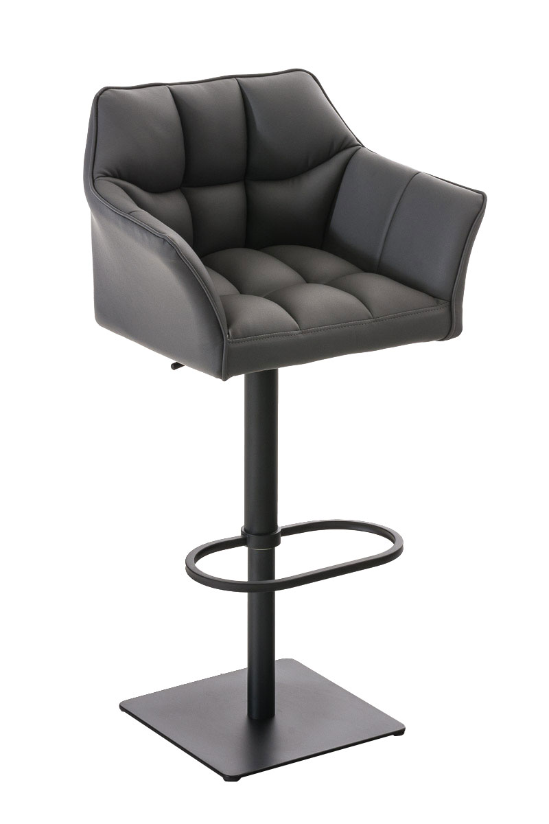 Barová stolička Damas B1 ~ koženka, čierny rám - Sivá