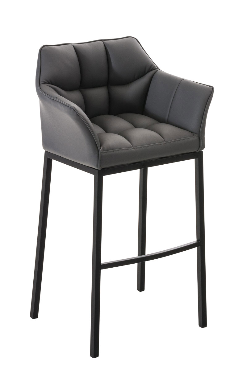 Barová stolička Damas B4 ~ koženka, čierny rám - Sivá