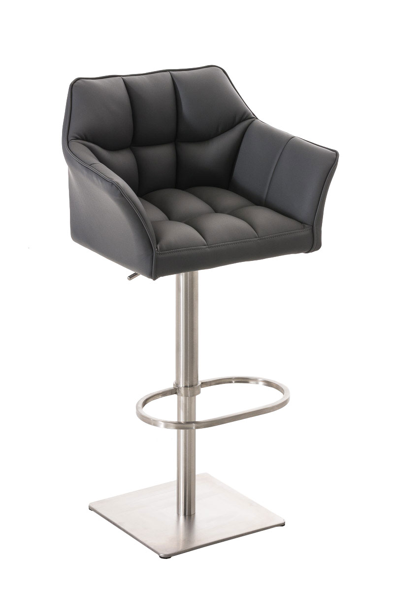 Barová stolička Damas E1 ~ koženka, nerezový rám - Sivá