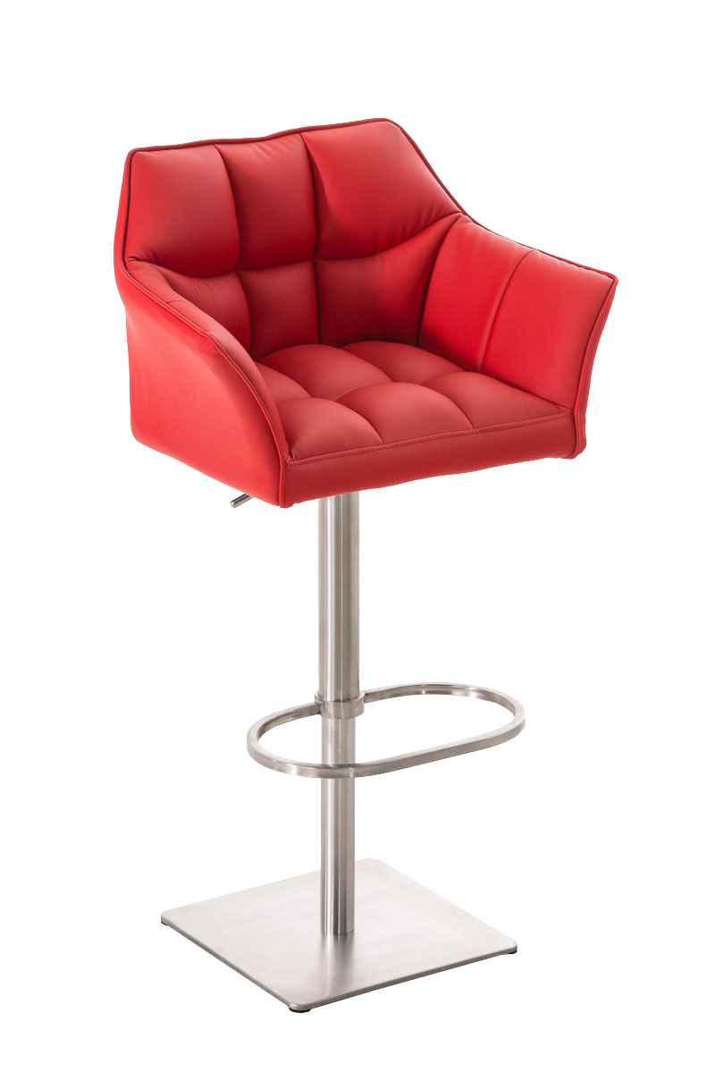 Barová stolička Damas E1 ~ koženka, nerezový rám - Červená