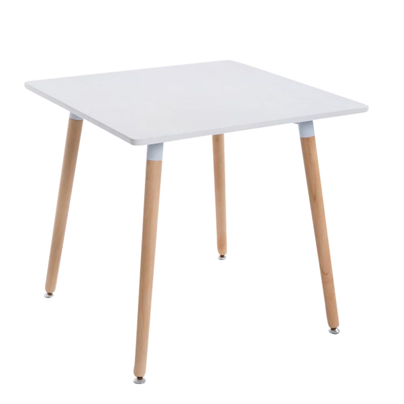 Jedálenský stôl drevený Bent, nohy natura ~ v75 x 80 x 80 cm - Biela