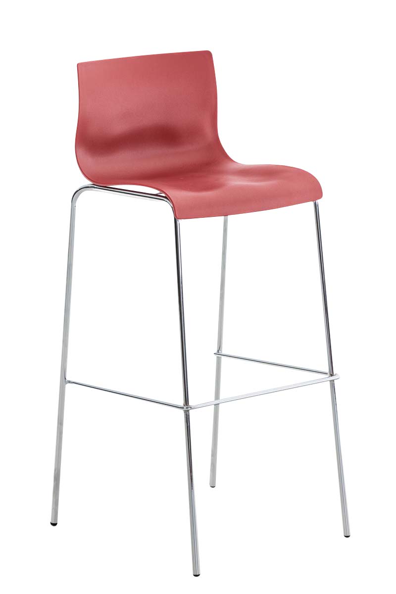 Barová stolička Hoover ~ plast, kovové nohy chróm - Červená