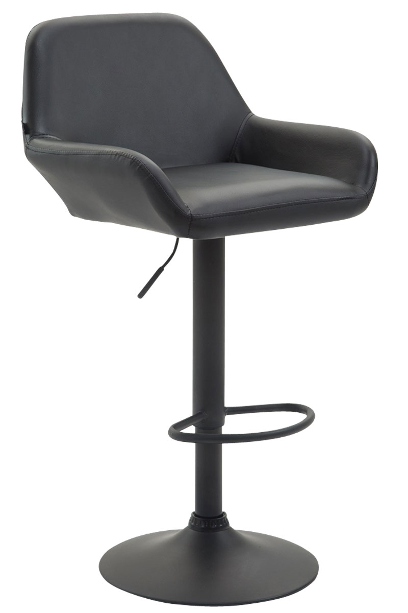 Barová stolička Braga ~ koženka, čierna podnož - Čierna