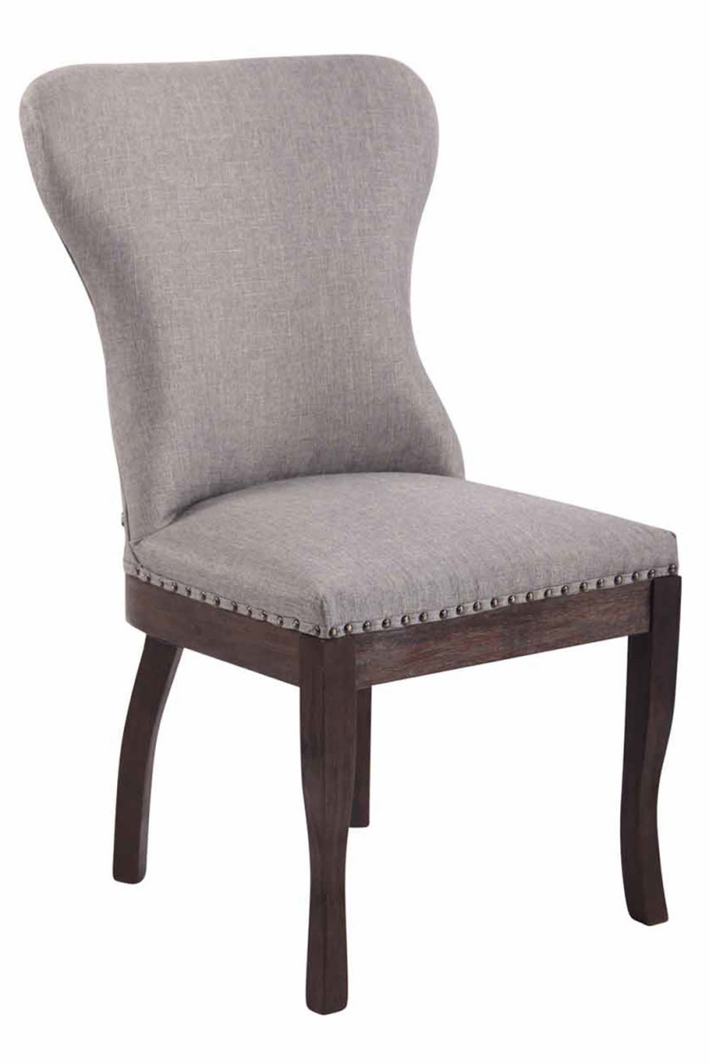 Jedálenská stolička Windsor ~ látka, drevené nohy antik tmavé - Sivá