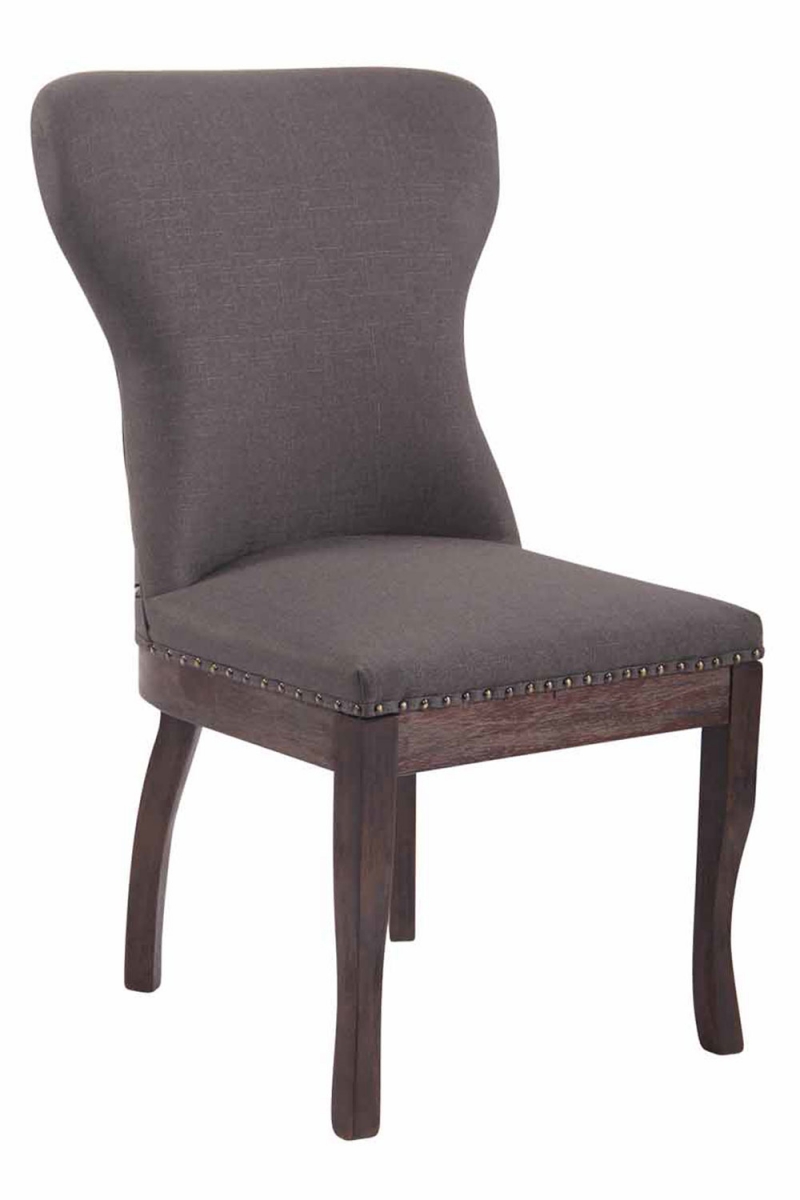 Jedálenská stolička Windsor ~ látka, drevené nohy antik tmavé - Tmavo sivá