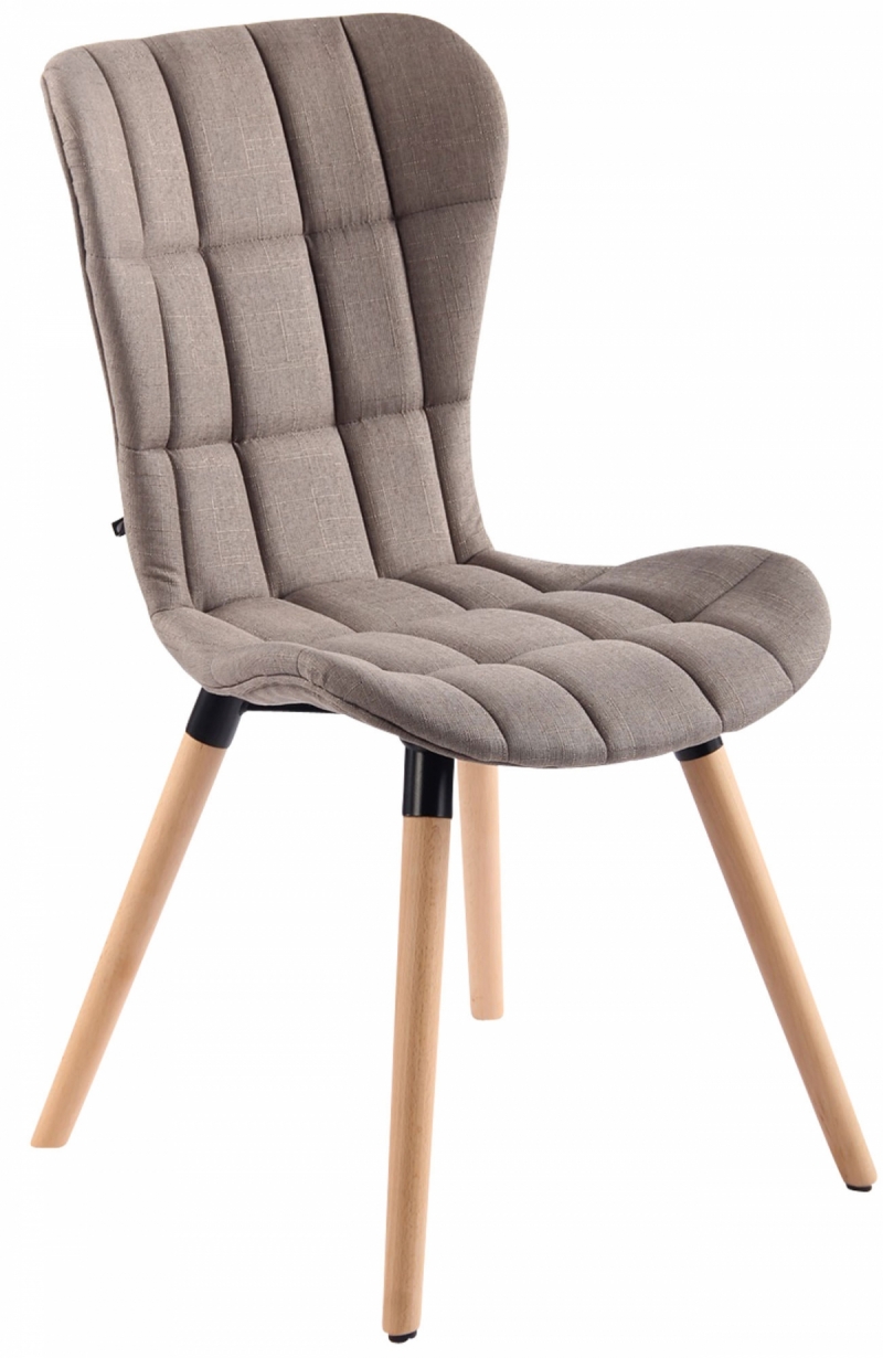 Jedálenská stolička Odda ~ látka, drevené nohy natura - Sivo-hnedá (Taupe)