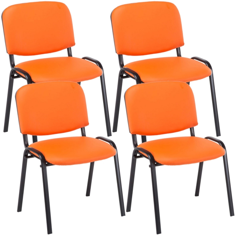 4x Stohovateľná konferenčná stolička Ken koženka - Oranžová