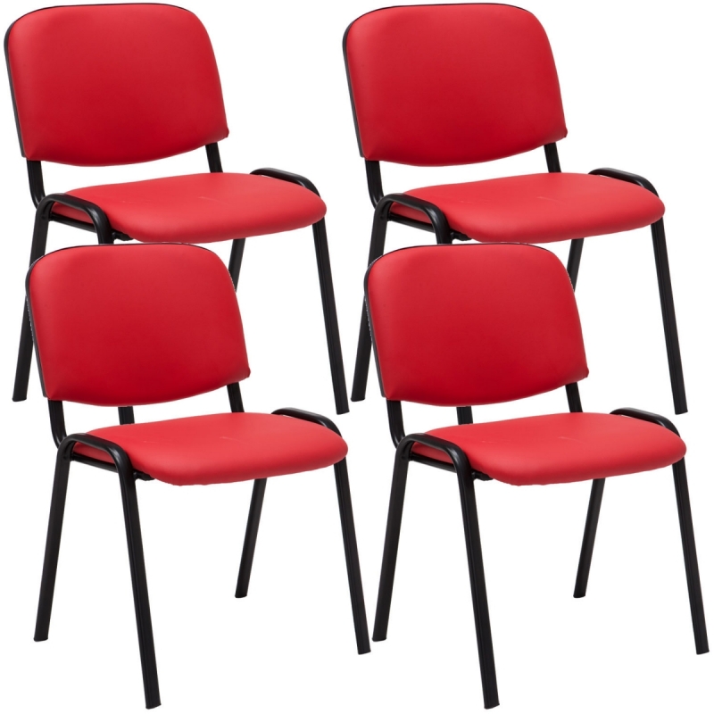 4x Stohovateľná konferenčná stolička Ken koženka - Červená