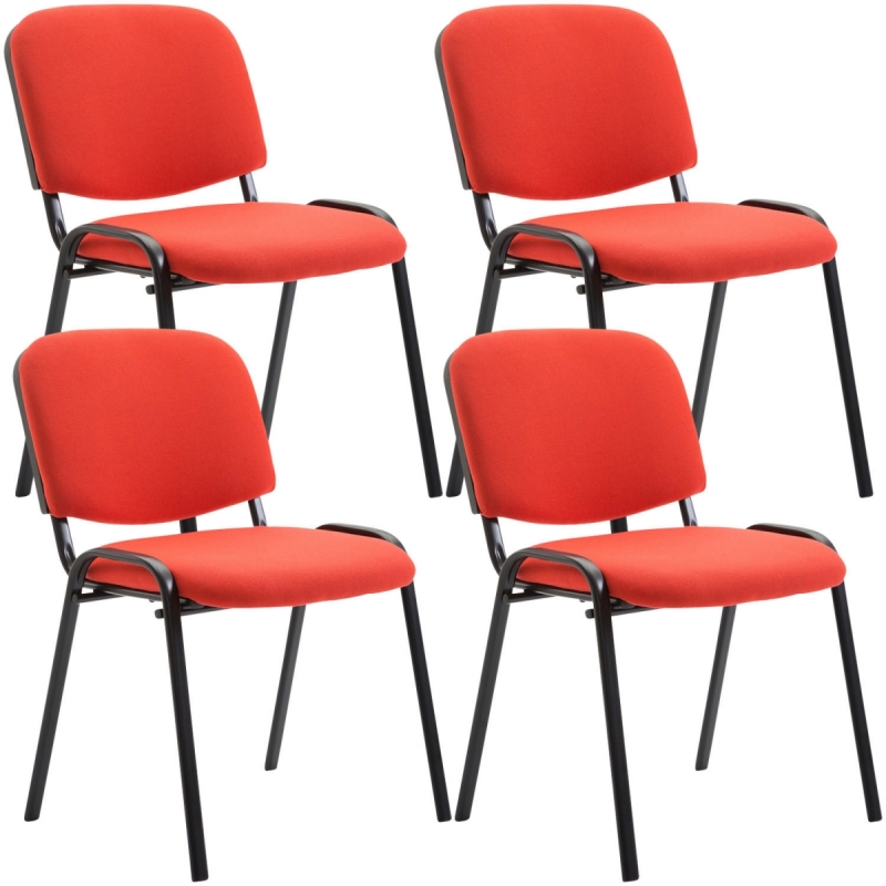 4x Stohovateľná konferenčná stolička Ken látka - Červená