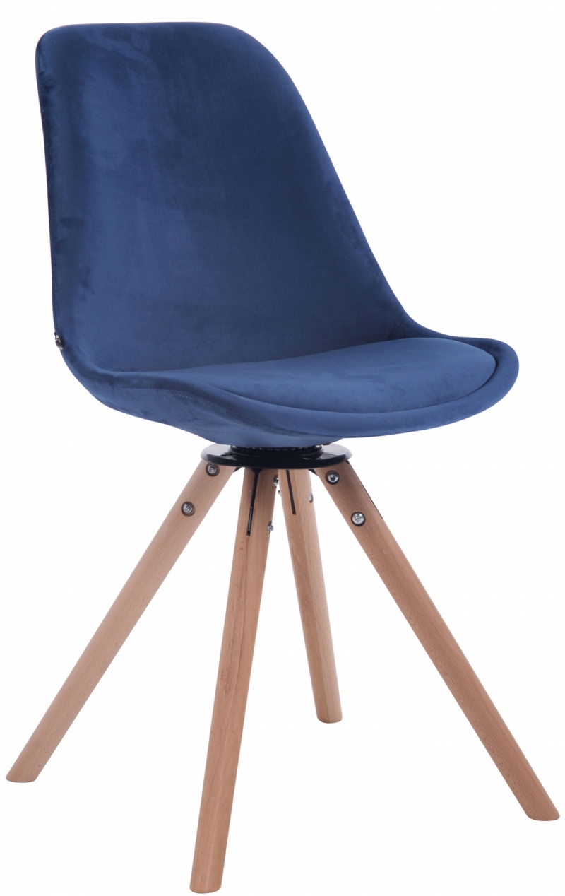 Otočná stolička Troyes ~ zamat, drevené nohy natura - Modrá