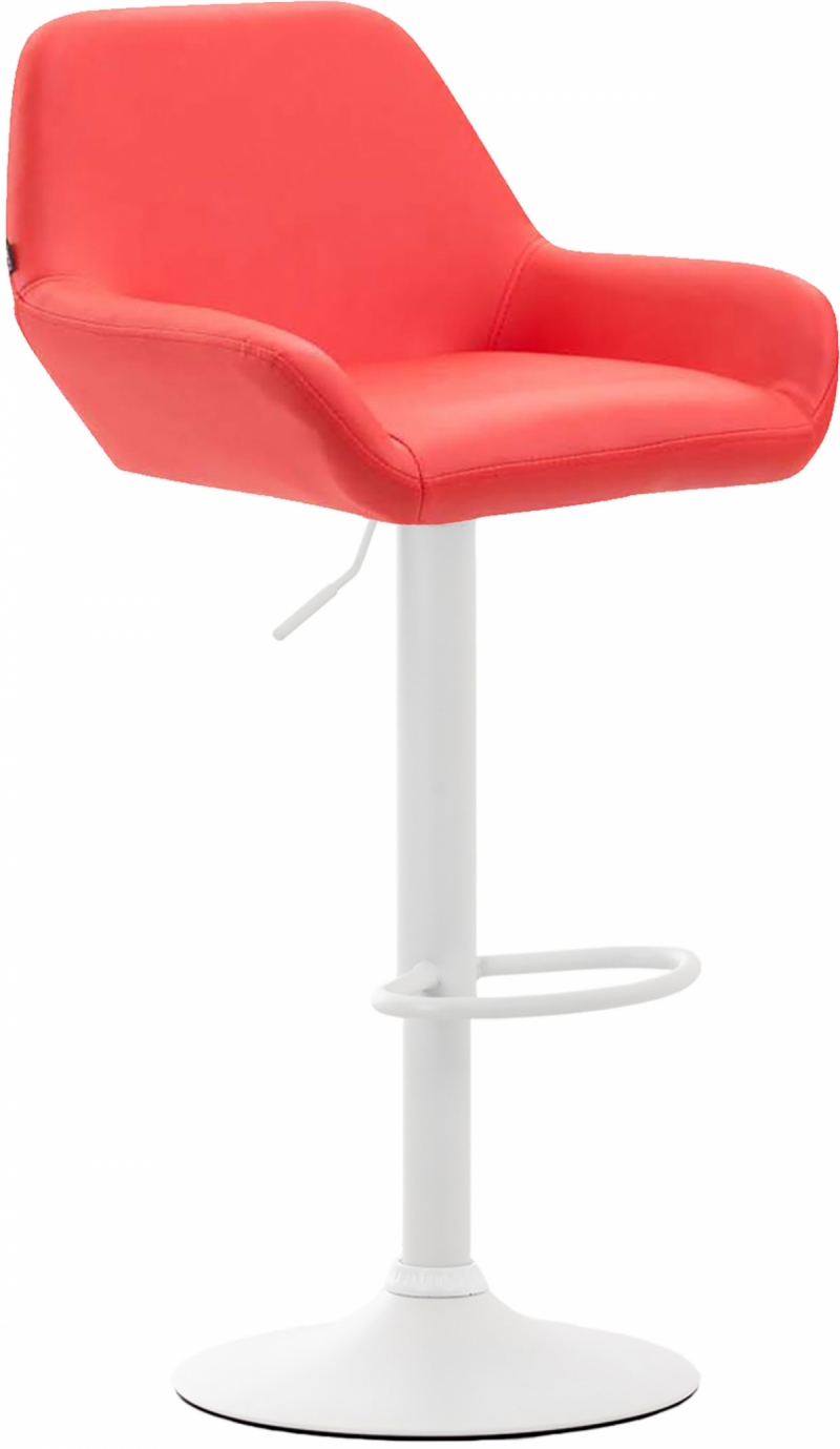 Barová stolička Braga ~ koženka, biela podnož - Červená