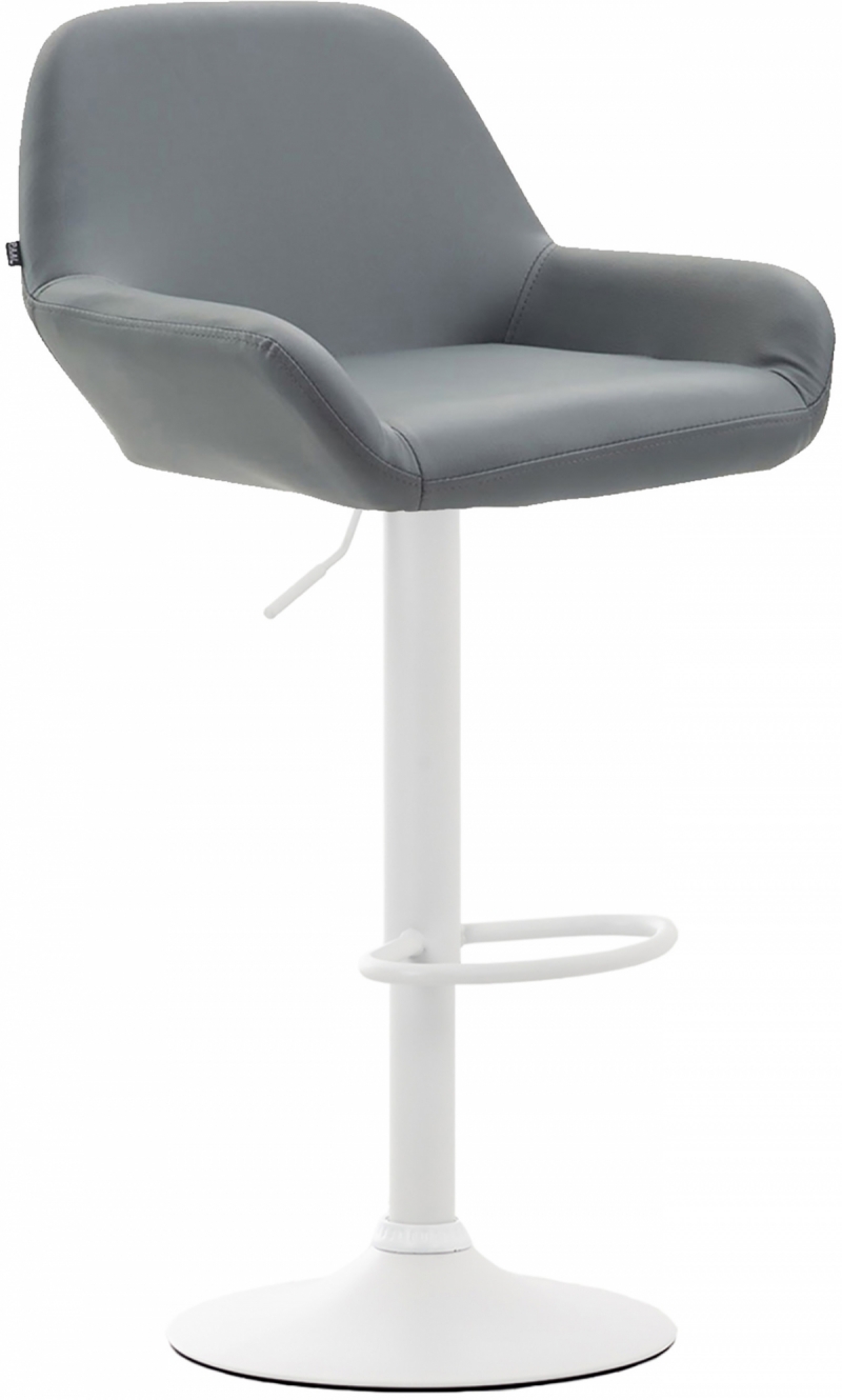 Barová stolička Braga ~ koženka, biela podnož - Sivá