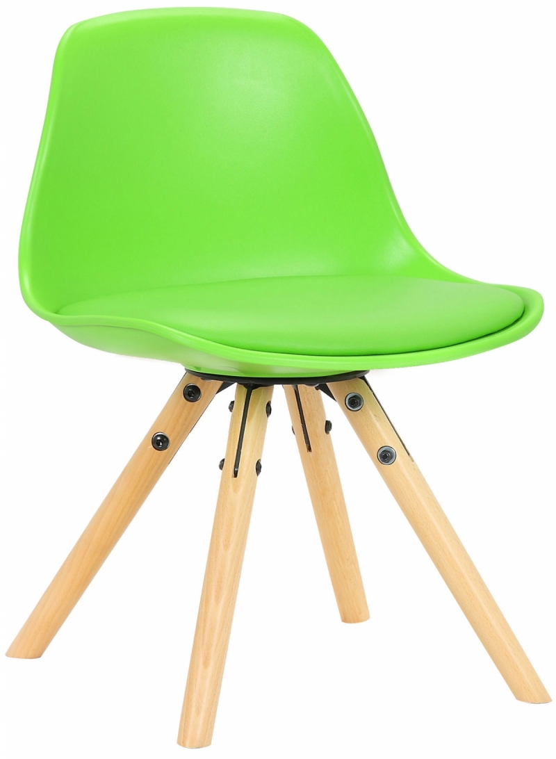 Detská stolička Nakoni ~ plast, drevené nohy natura - Zelená