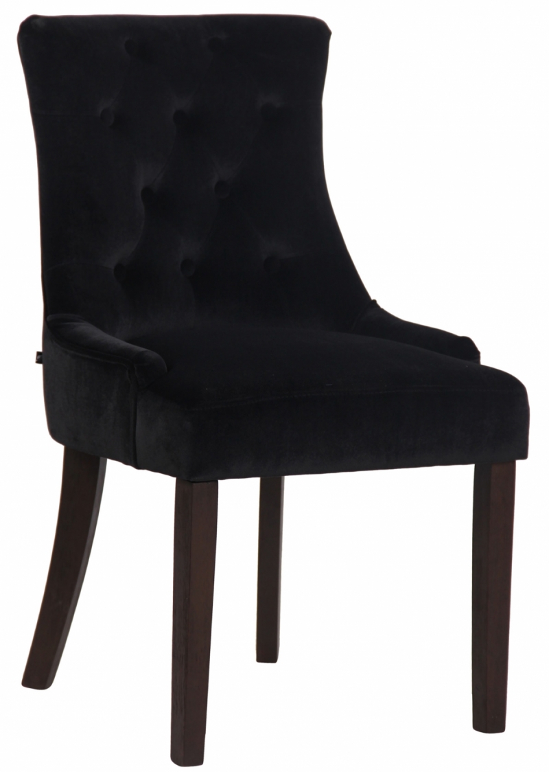 Jedálenská stolička Inverness ~ zamat, drevené nohy antik tmavé - Čierna