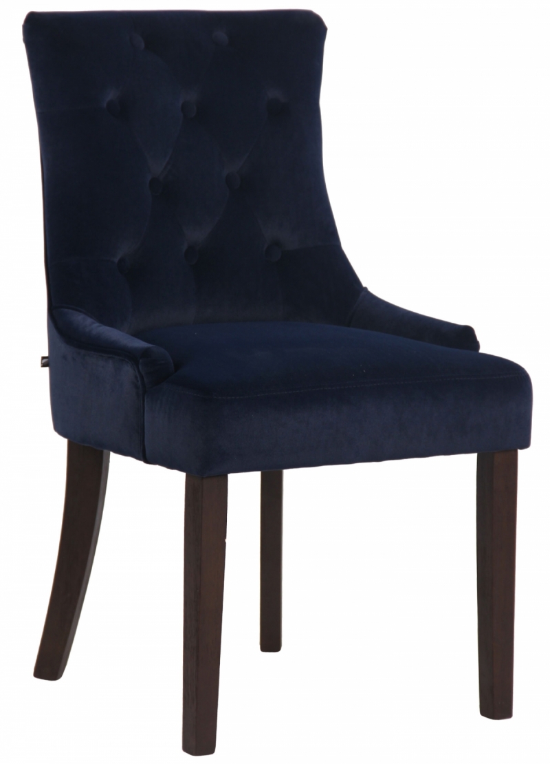 Jedálenská stolička Inverness ~ zamat, drevené nohy antik tmavé - Modrá