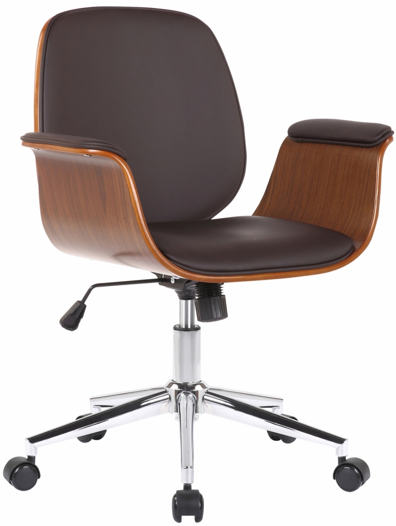 Kancelárska stolička Kemberg ~ koženka, drevo orech - Hnedá