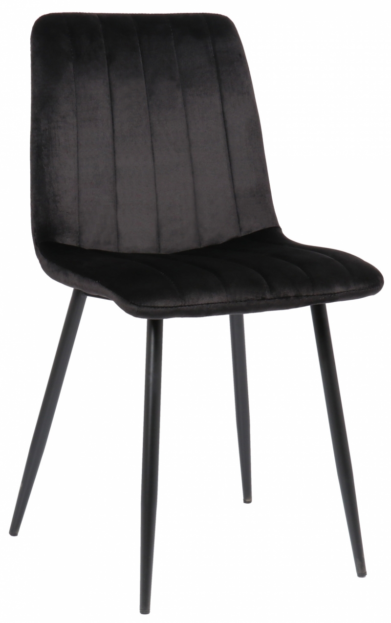 Jedálenská stolička Dijon ~ zamat, kovové nohy čierne - Čierna