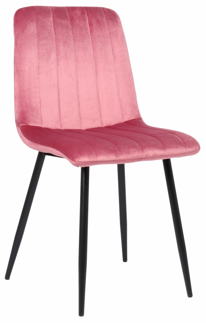 Jedálenská stolička Dijon ~ zamat, kovové nohy čierne - Ružová