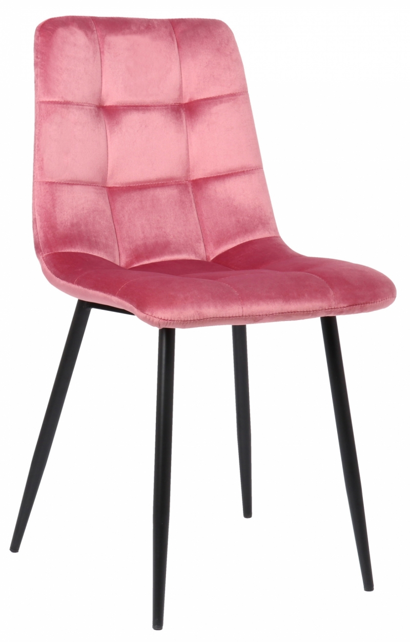 Jedálenská stolička Tilde ~ zamat, kovové nohy čierne - Ružová