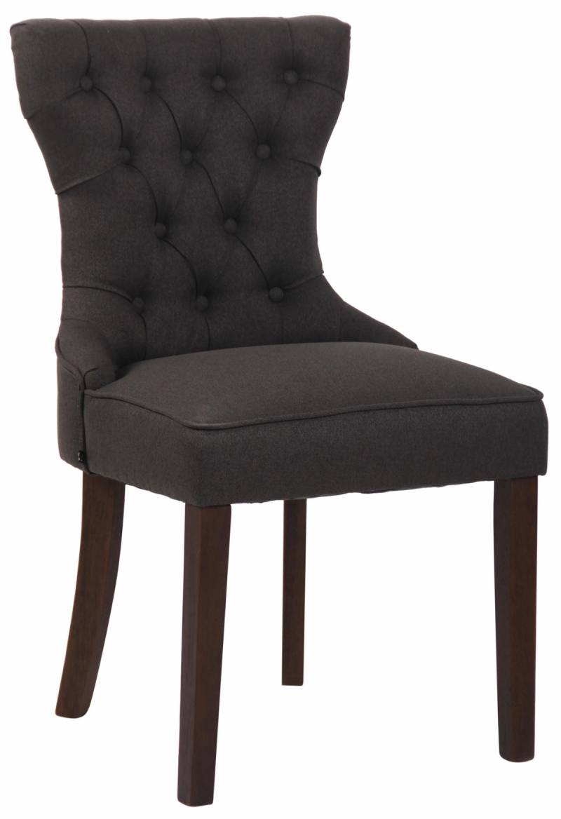 Jedálenská stolička Franca ~ látka, drevené nohy antik tmavé - Tmavo sivá