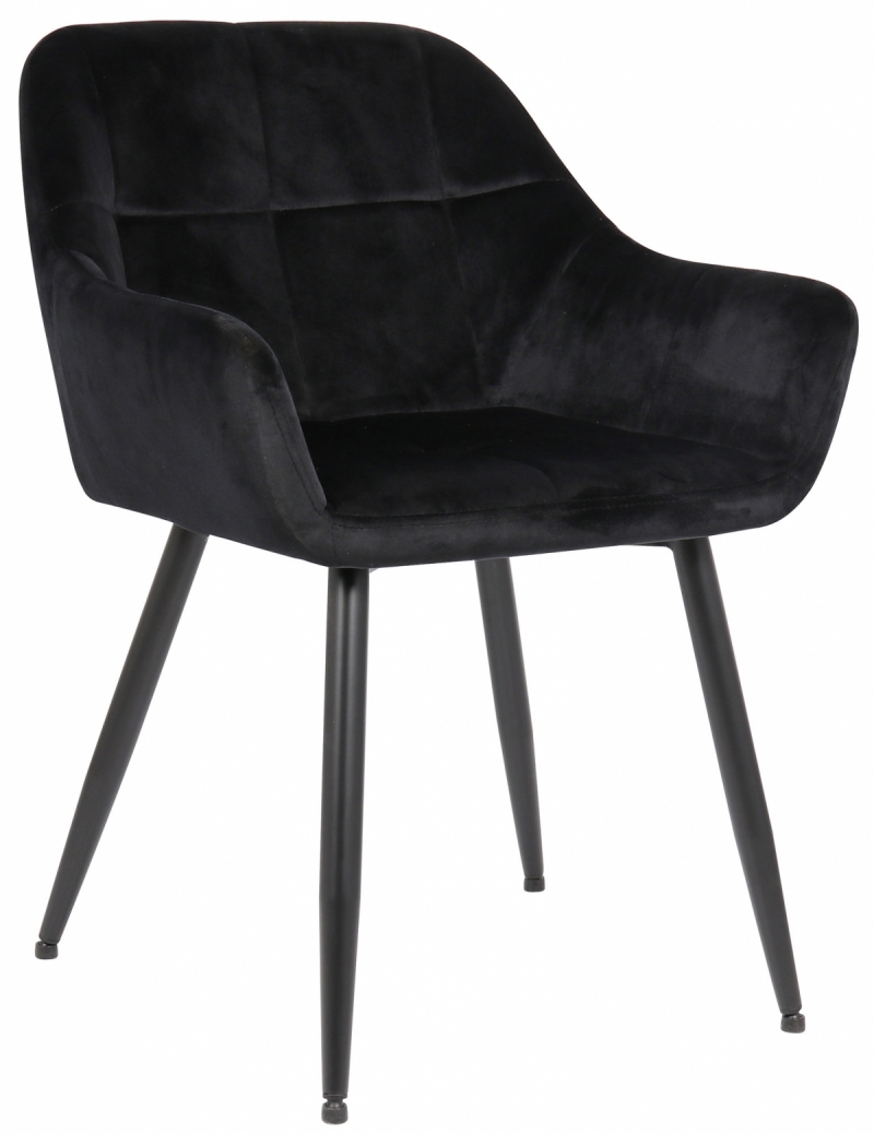 Jedálenská stolička Emia ~ zamat, kovové nohy čierne - Čierna