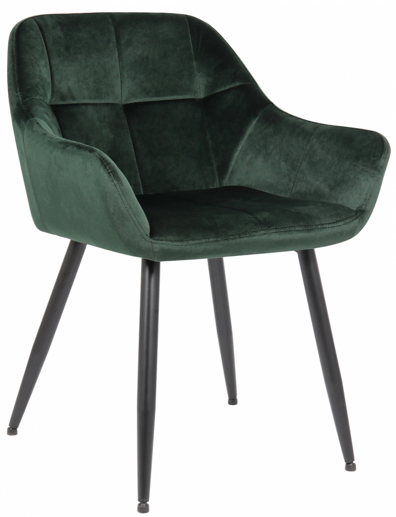 Jedálenská stolička Emia ~ zamat, kovové nohy čierne - Zelená