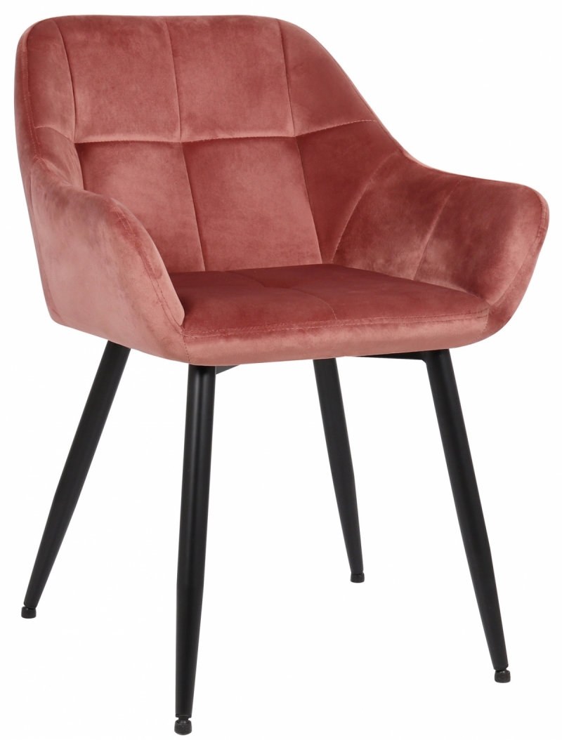 Jedálenská stolička Emia ~ zamat, kovové nohy čierne - Ružová