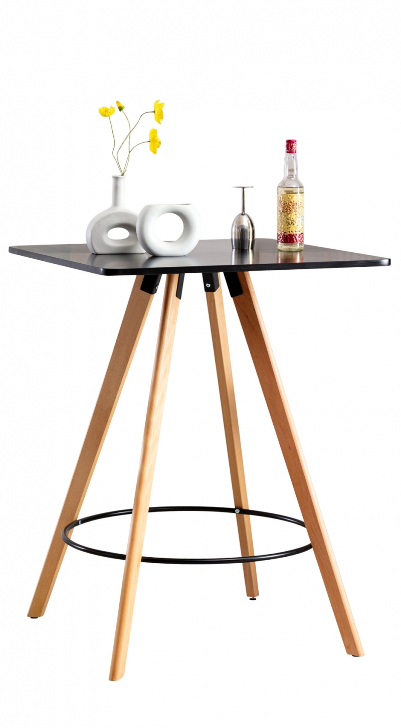 Barový stôl Nerja natura, hranatý ~ v105 x 80 x 80 cm - Čierna