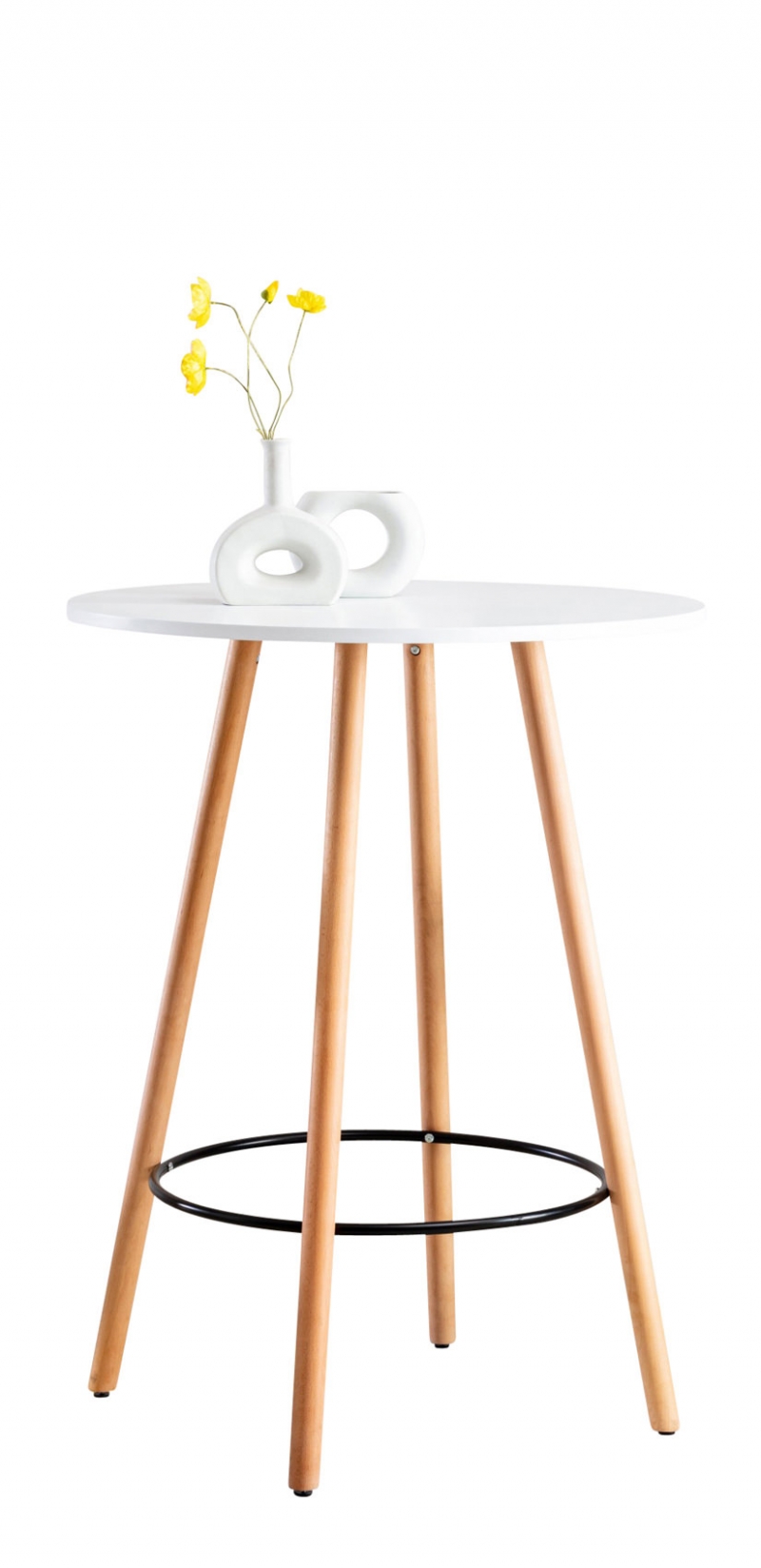 Barový stôl Nerja natura, okrúhly ~ v107 x 80 x 80 cm - Biela