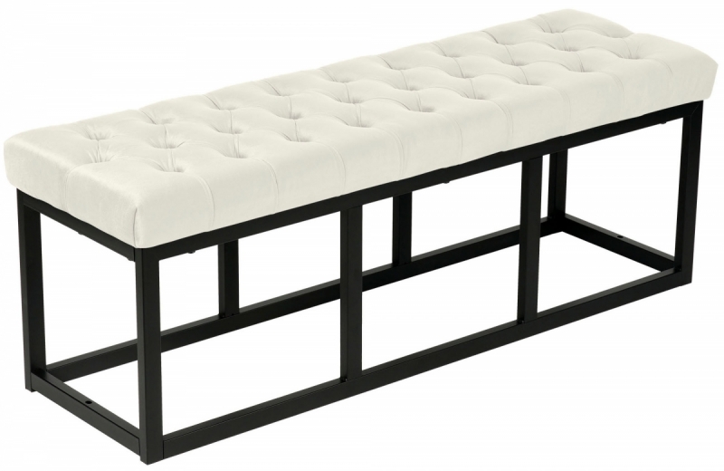 Lavica Polson - zamat, čierny rám 120 cm - Krémová