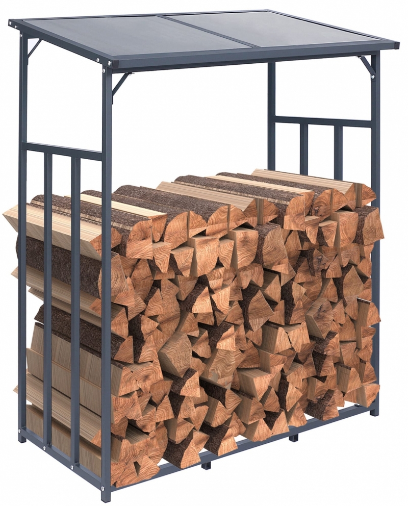 Prístrešok na palivové drevo Ruston L ~ 130x70x185 cm, kov antracit