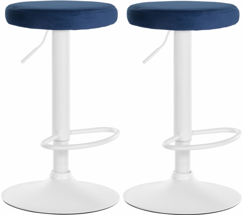 2x Barová stolička Ponte - zamat, biely rám Modrá