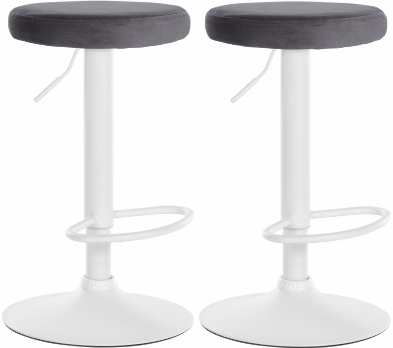 2x Barová stolička Ponte - zamat, biely rám Tmavo sivá
