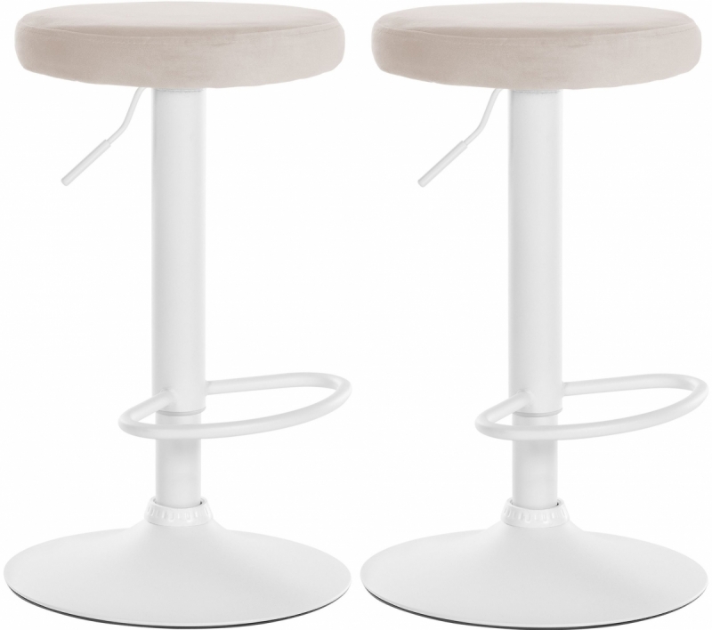 2x Barová stolička Ponte - zamat, biely rám Krémová