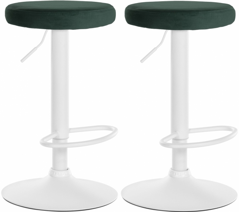 2x Barová stolička Ponte - zamat, biely rám Zelená