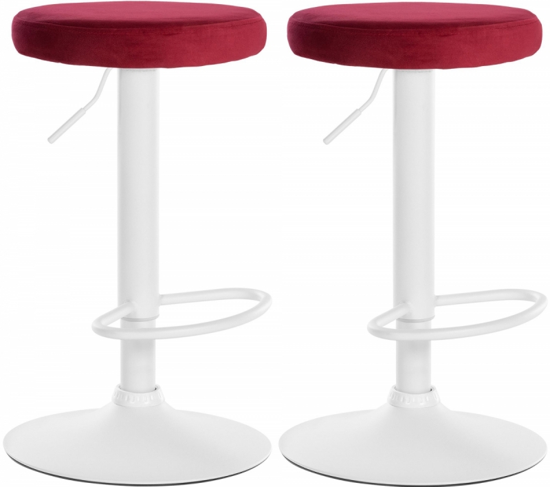 2x Barová stolička Ponte - zamat, biely rám Červená
