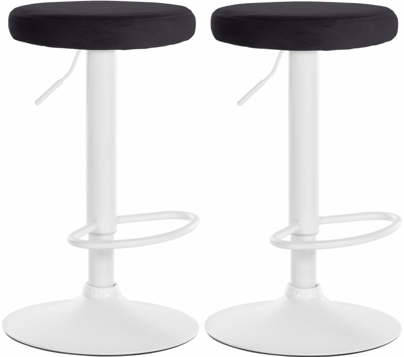 2x Barová stolička Ponte - zamat, biely rám Čierna