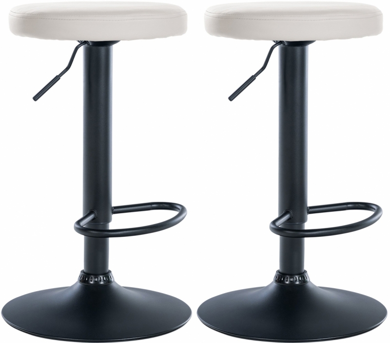 2x Barová stolička Ponte - koženka, čierny rám - Biela