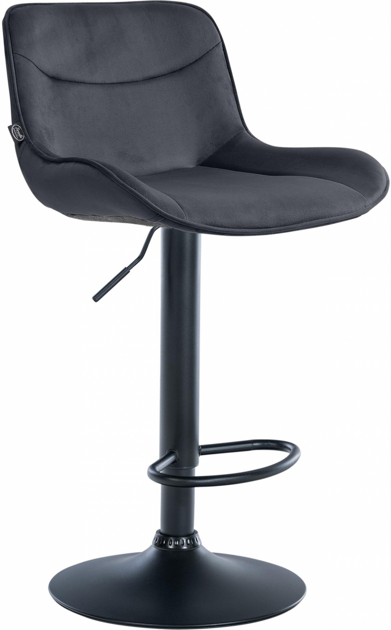 Barová stolička Vonore - zamat, čierny rám - Čierna