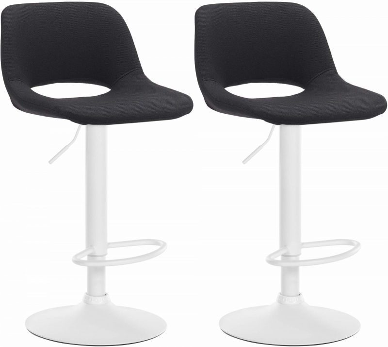 2x Barová stolička Camden - látka, biely rám - Čierna
