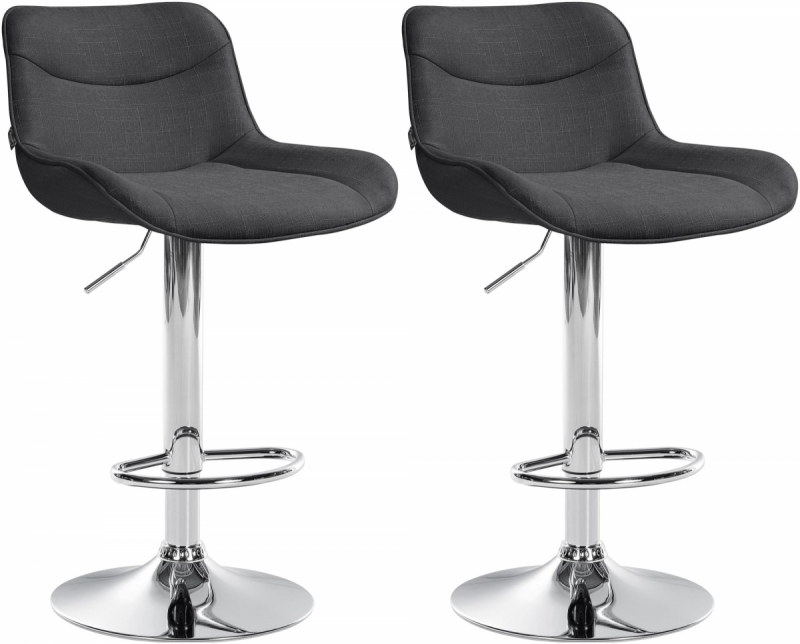2x Barová stolička Vonore - látka, chróm - Tmavo sivá
