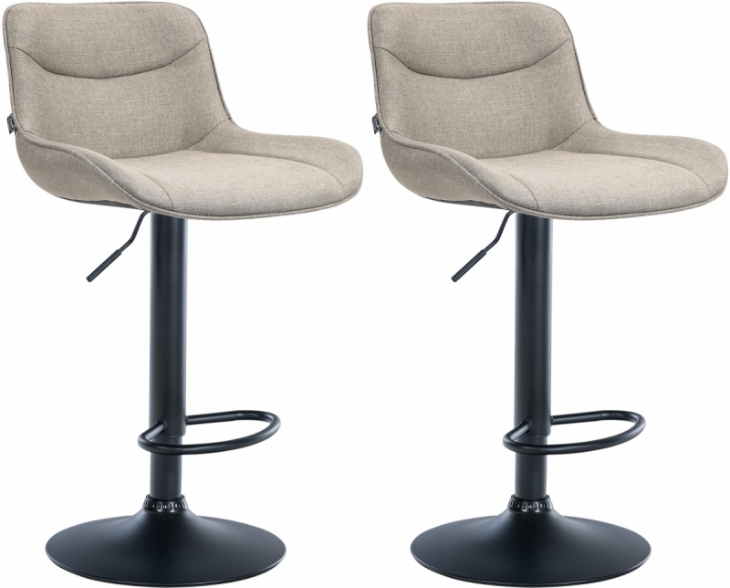 2x Barová stolička Vonore - látka, čierny rám - Sivo hnedá (Taupe)
