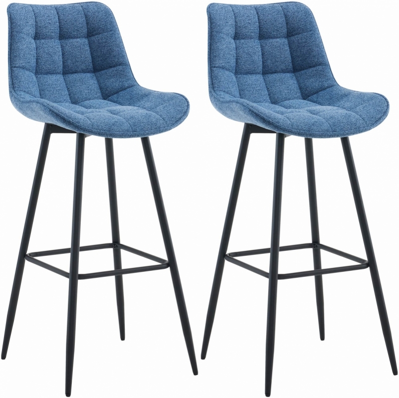 2x Barová stolička Dartford - látka - Modrá